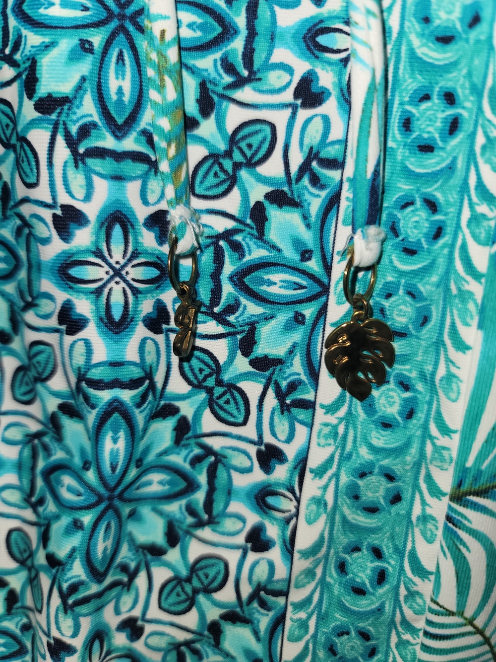 Tommy Bahama Blue Tropical Palm Print Sleeveless Shift Dress Medium - Picture 3 of 11